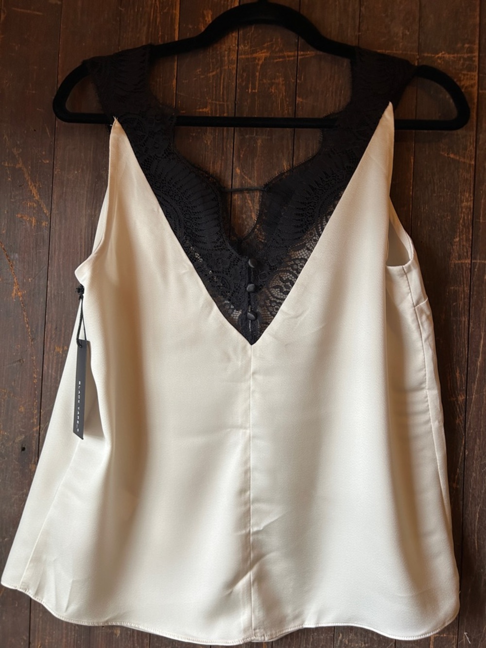 Black Label Ivory Chemise with Black Lace Trim